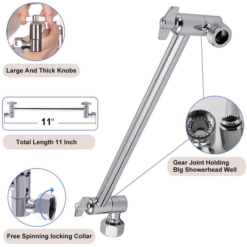 HarJue High Pressure Large Stainless Steel Square Rain ShowerHead With Shower Arm Waterfall Full Body Coverage Easy to Clean and Install (12 Inch With Arm, Chrome Finish) - Image 4